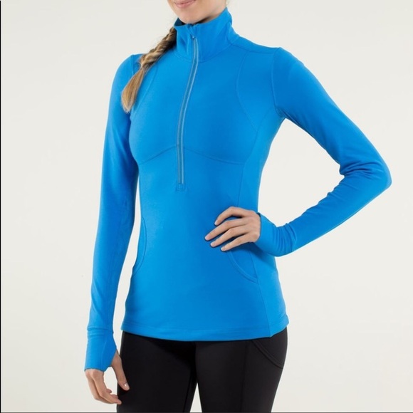 RARE Lululemon 10 Star Runner 1/2 Zip L/S Cornflower Blue RULU Ruffles Mesh - Picture 4 of 16